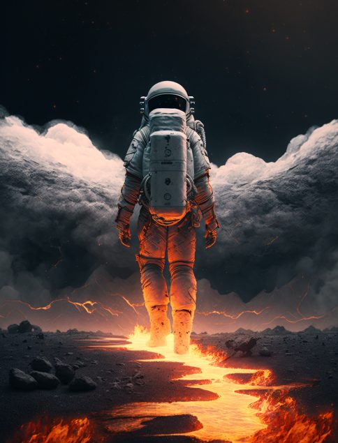 Jrnylist Astronaut auf Lava Bild 1