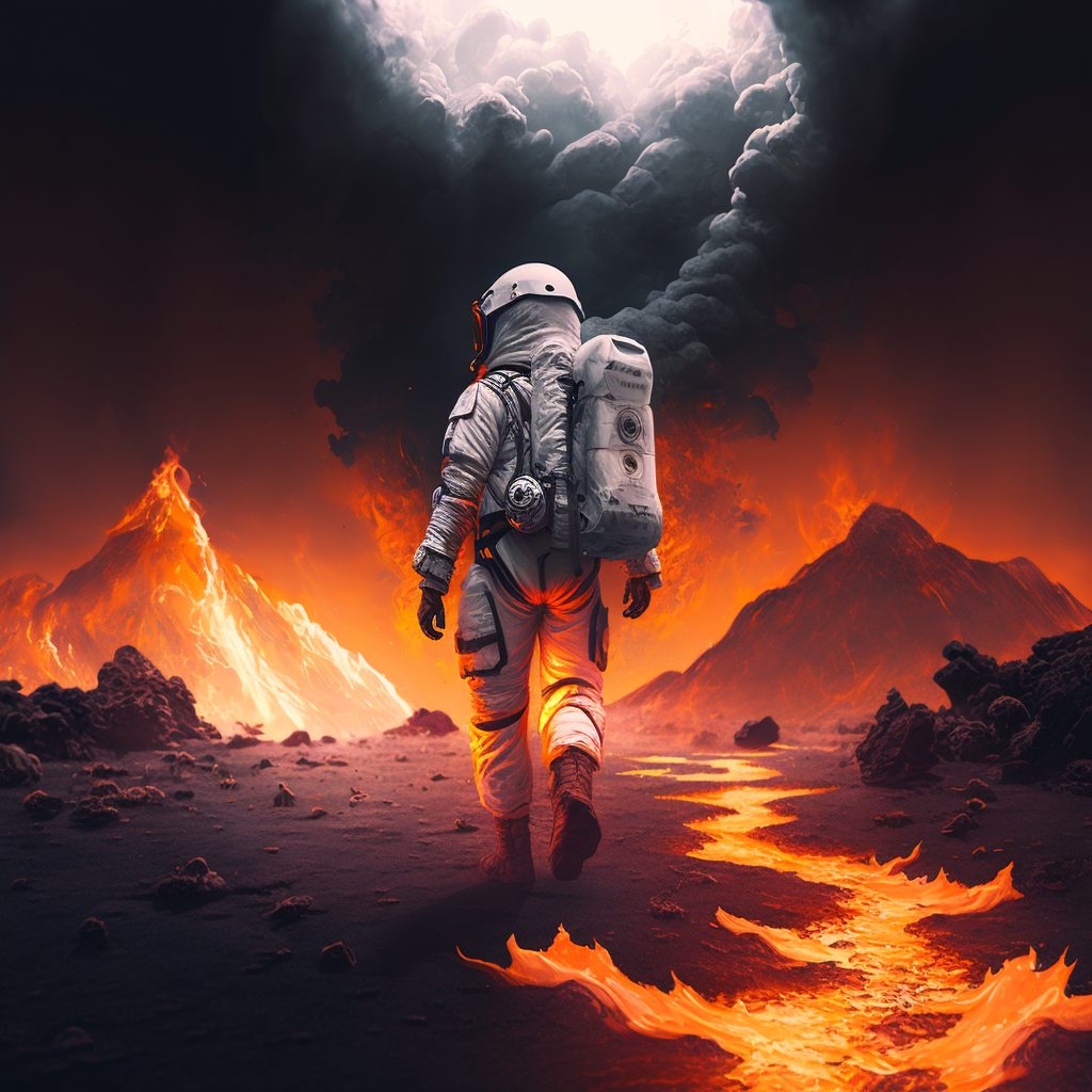 Promptomania Lava Astronaut spaziert auf Lava Bild 2