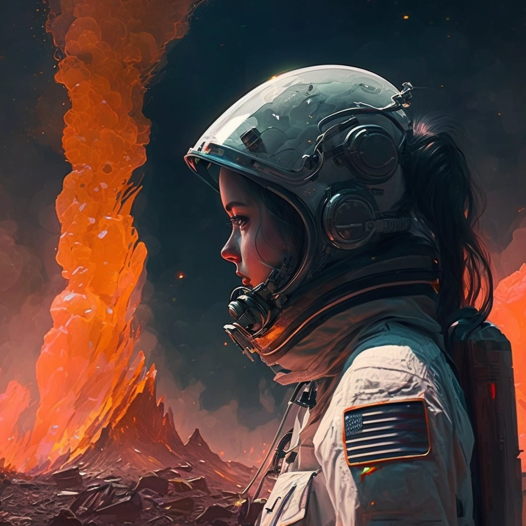 Bild 2 Astronaut auf Lava Midjourney mit NoonShot