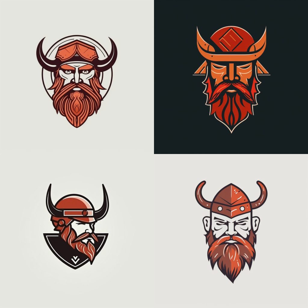 Roter Vikinger mit Midjourney als Logo erstellt